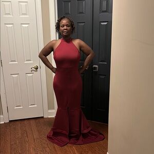 Elegant Burgundy Halter Dress